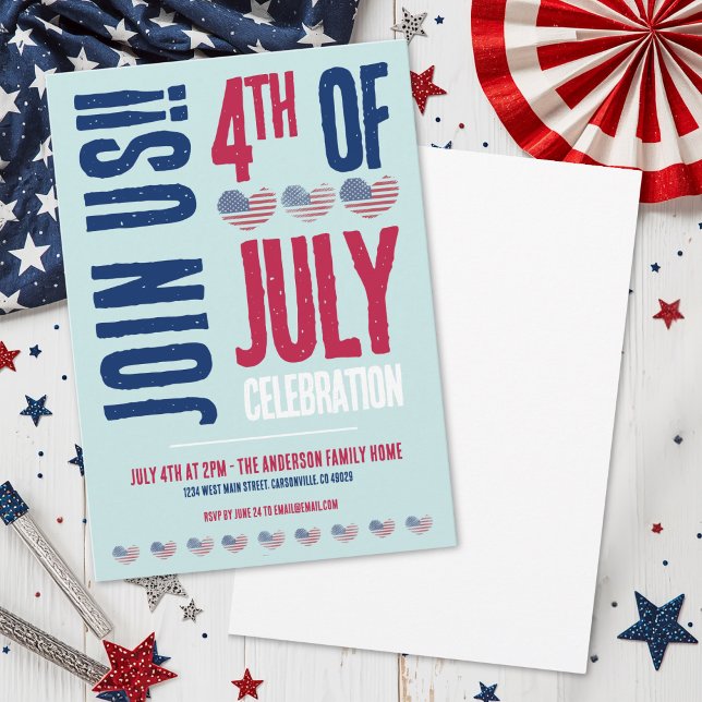 4th Of July Party Invitation (4th Of July Party Red White Blue Patriotic Invitation)