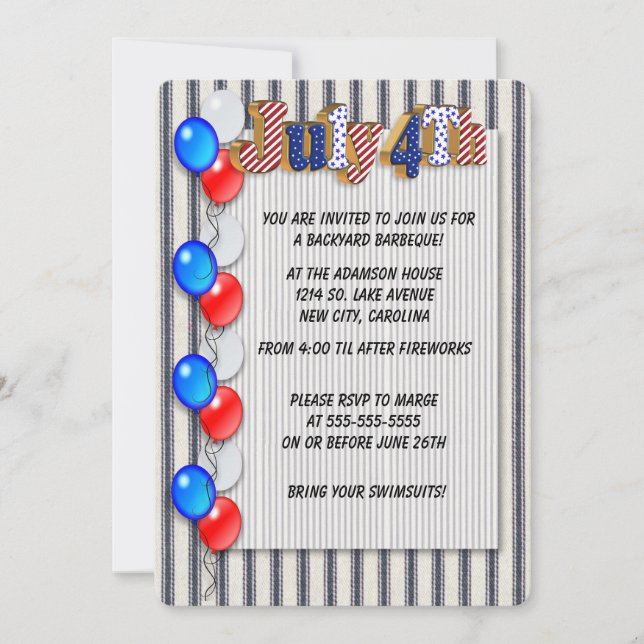 4th of July party invitation (Front)