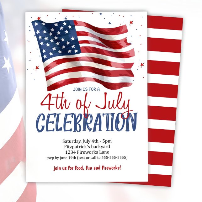 4th Of July Party Invitation American Flag Backyar (Creator Uploaded)