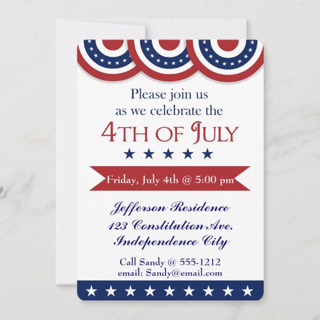4th of July party invitation customizable (Front)