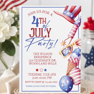 4th of July Party Invitation Patriotic Summer In