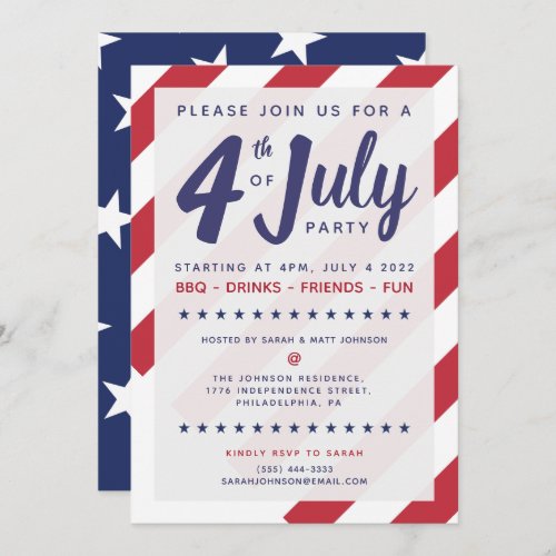 4th of July Party Invitation _ Patriotic US Flag