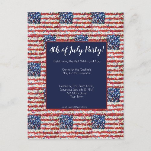 4th of July Party Invitation Postcard