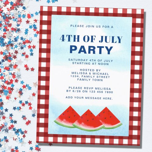 4th Of July Party Invitation Postcard