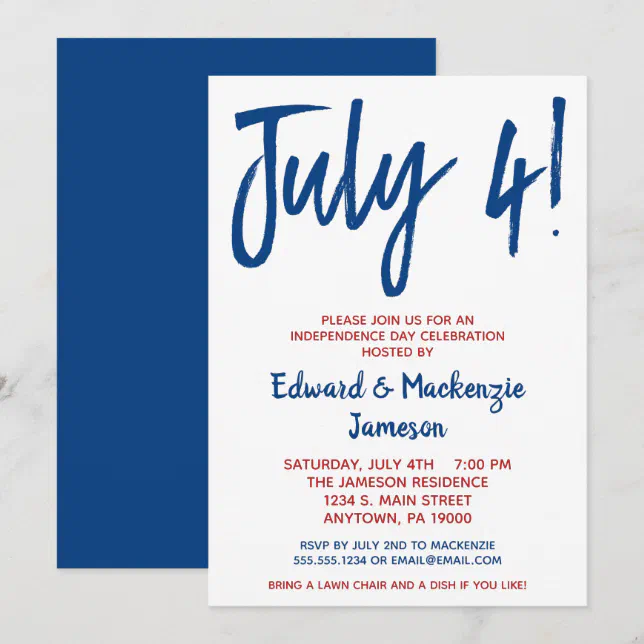 4th of July Party Invitation Red White Blue | Zazzle