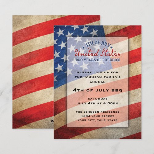 4th of July Party Invitation USA 250 Years