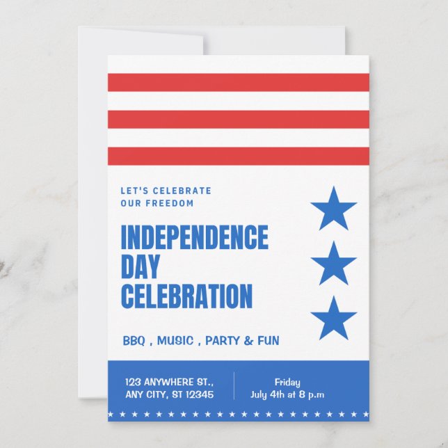 4th of July Party Invitation – USA Theme (Front)