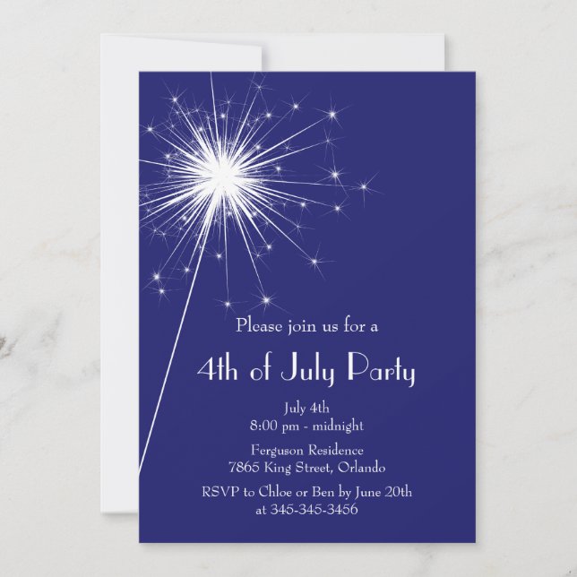 4th of July Party Invitation with Sparklers (Front)