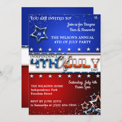 4th Of July Party Invitations