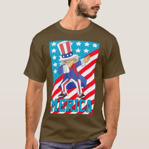 4th of July Party Merica Dabbing Uncle Sam Flag T_Shirt