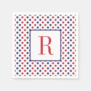 4th of July Party Monogram Red White and Blue Napkins