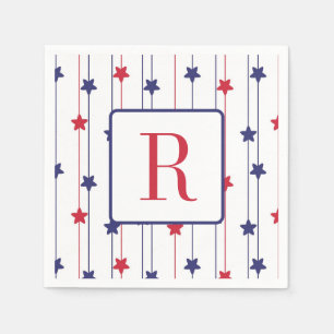 4th of July Party Monogram Red White and Blue Napkins