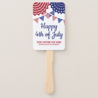 4th of July Party Parade Red White Blue Custom Hand Fan