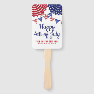 4th of July Party Parade Red White Blue Custom Hand Fan