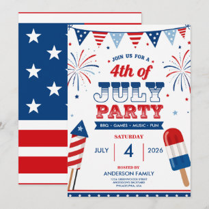 4th of July Party Patriotic Independence Day Invitation