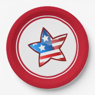 4th of July Party Patriotic Star Paper Plates