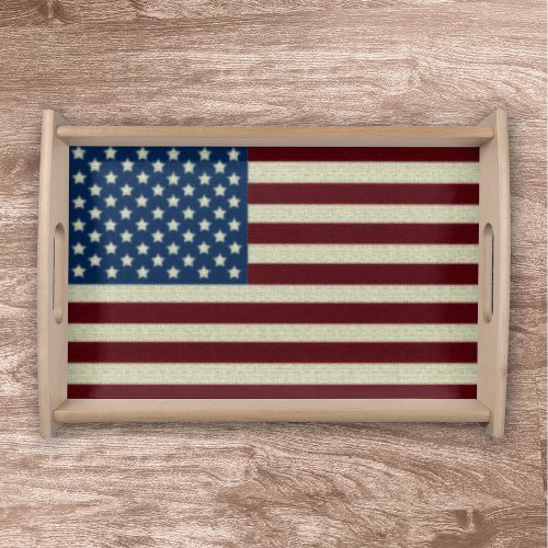 4TH Of July Party Red White And Blue American Flag Serving Tray