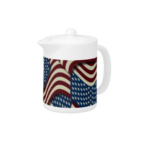 4th Of July Party Red White And Blue American Flag Teapot