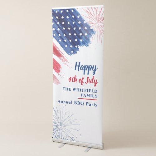 4th of July Party Red White Blue Family Custom Retractable Banner