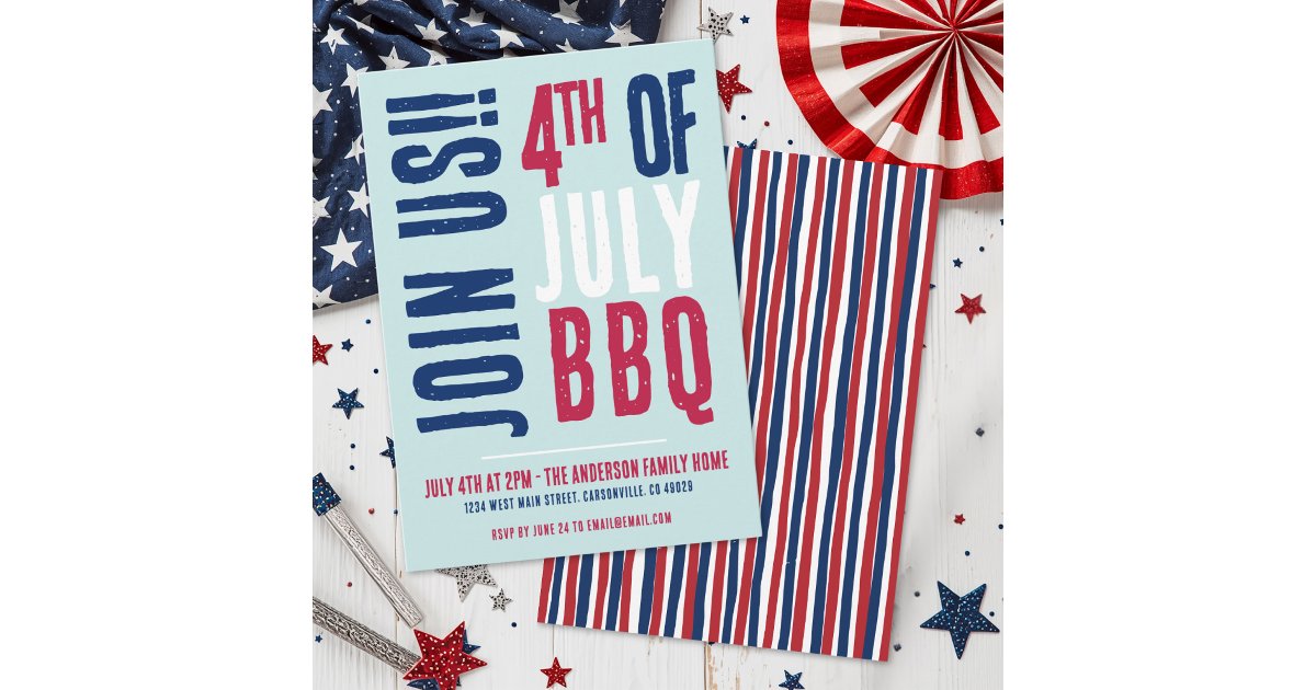 4th Of July Party Red White Blue Patriotic Invitation | Zazzle