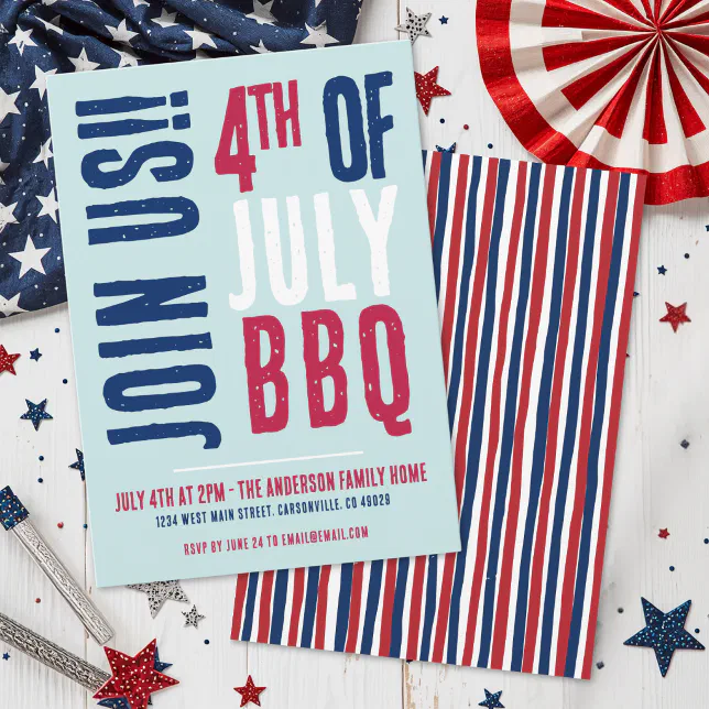 4th Of July Party Red White Blue Patriotic Invitation | Zazzle
