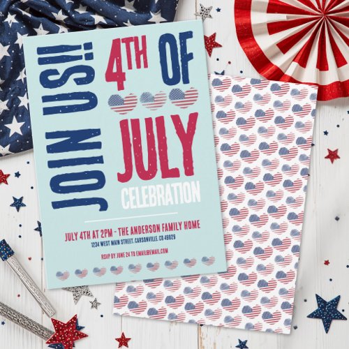 4th Of July Party Red White Blue Patriotic Invitation 4th Of July Party Red White Blue Patriotic Invitation