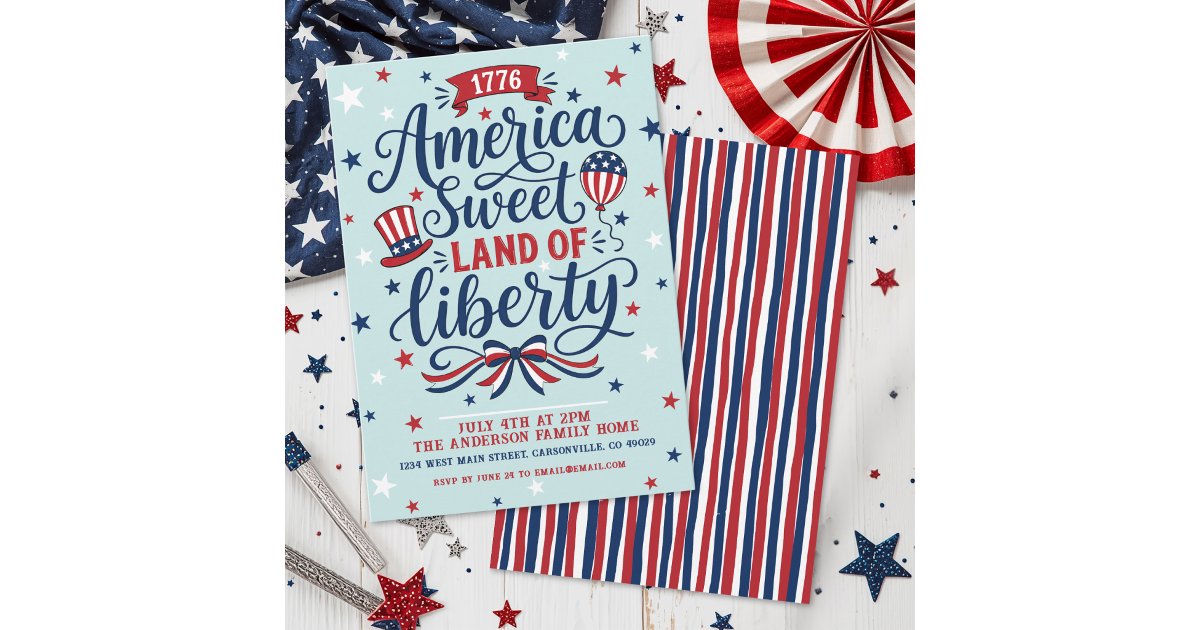 4th Of July Party Red White Blue Patriotic Invitation | Zazzle
