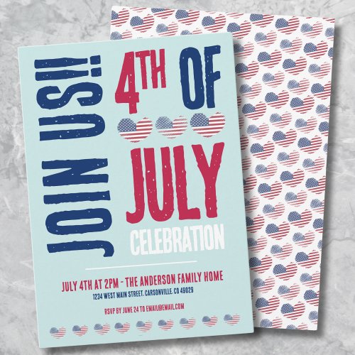 4th Of July Party Red White Blue Patriotic Invitation