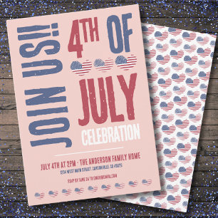 4th Of July Party Red White Blue Patriotic Invitation