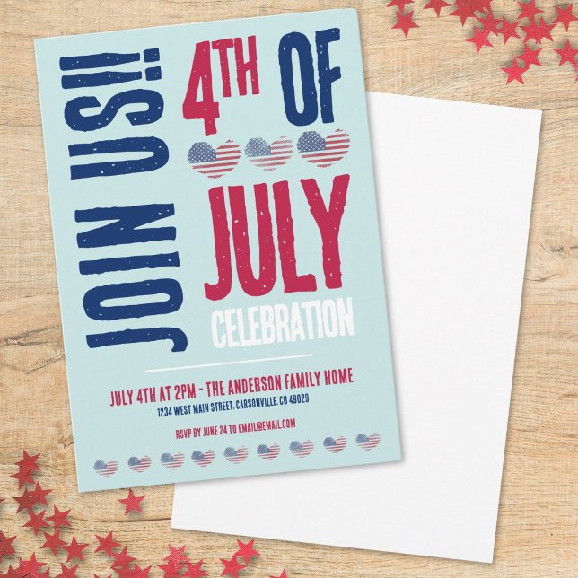 4th Of July Party Red White Blue Patriotic Invitation (4th Of July Party Red White Blue Patriotic Invitation)