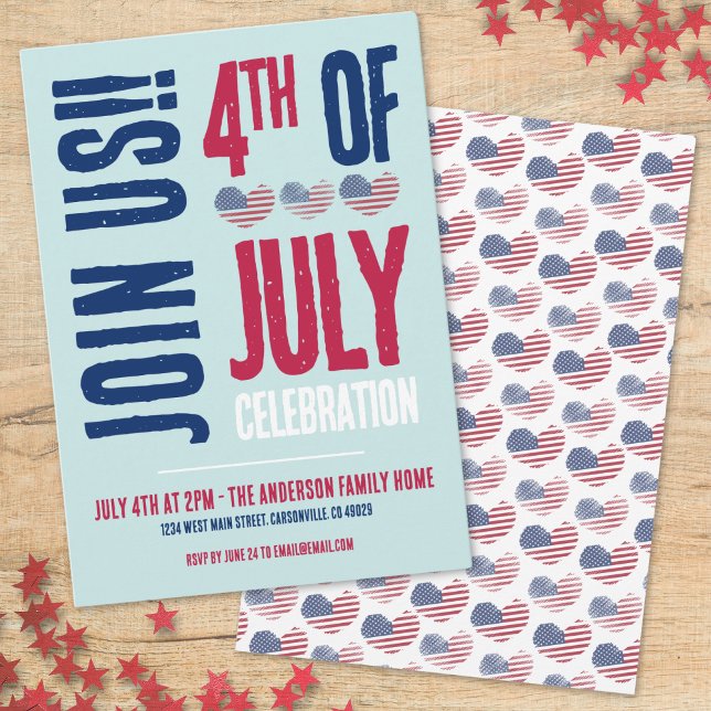 4th Of July Party Red White Blue Patriotic Invitation (4th Of July Party Red White Blue Patriotic Invitation)