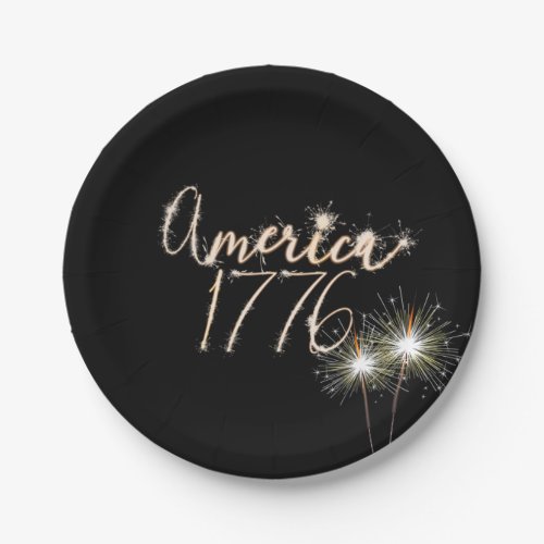 4th of July Party Sparkler 1776 Paper Plates