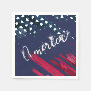 4th of July Party Sparkler Flag Napkins