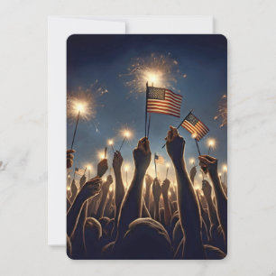 4th of July Party Sparklers and Flag Invitation