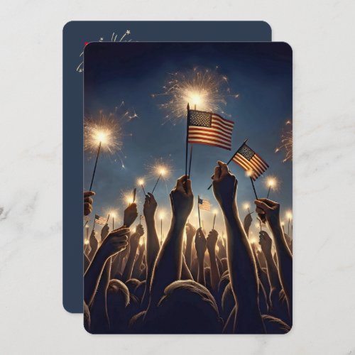 4th of July Party Sparklers and Flag Invitation
