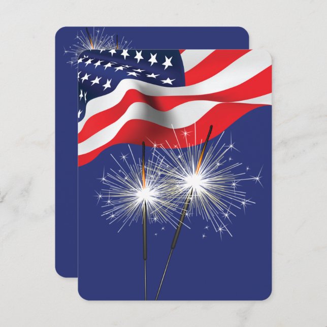 4th of July Party Sparklers Holiday Card (Front/Back)