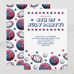 4th of July Party Sport Balls Invitation