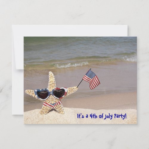 4th of July Party Starfish Invitation
