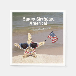 4th of July party starfish with flag Napkins