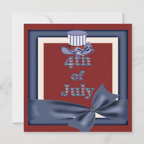 4th of July Party Uncle Sam Hat Invites