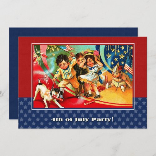 4th of July Party Vintage Kids Invitation