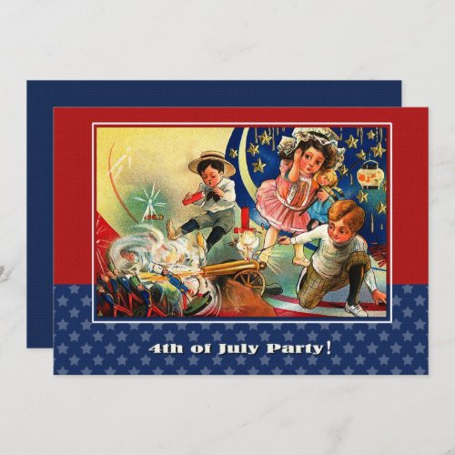 4th of July Party Vintage Patriotic Kids Invitation