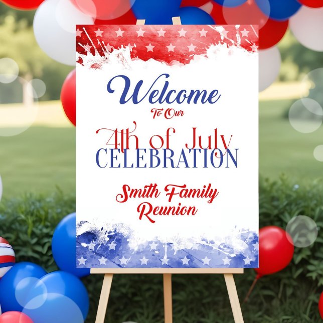 4th of July Party Welcome Sign Template Editable  (Creator Uploaded)