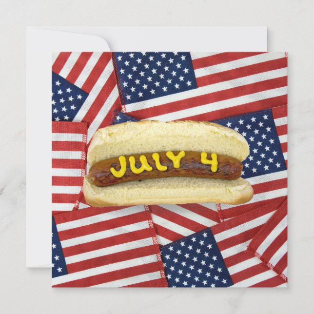 4th Of July Party with Hot Dogs  Invitation (Front)