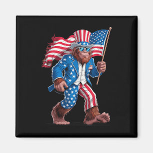 4th Of July Patriotic American Bigfoot Sasquatch U Magnet