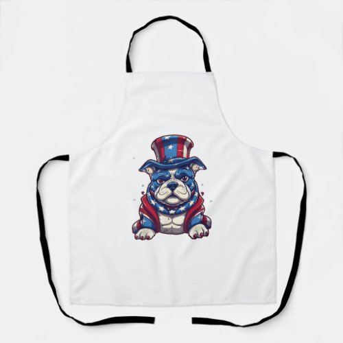 4th Of July Patriotic American Bully Dog T_Shirt Apron