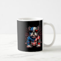 4th Of July Patriotic American Bully Dog Us Flag  Coffee Mug