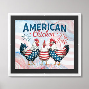 4th of July Patriotic American Chicken-62987 Framed Art