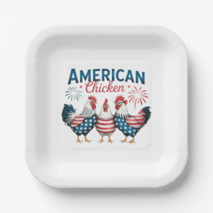 4th of July Patriotic American Chicken-62987 Paper Plates