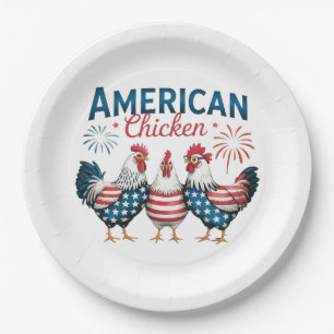 4th of July Patriotic American Chicken-62987 Paper Plates